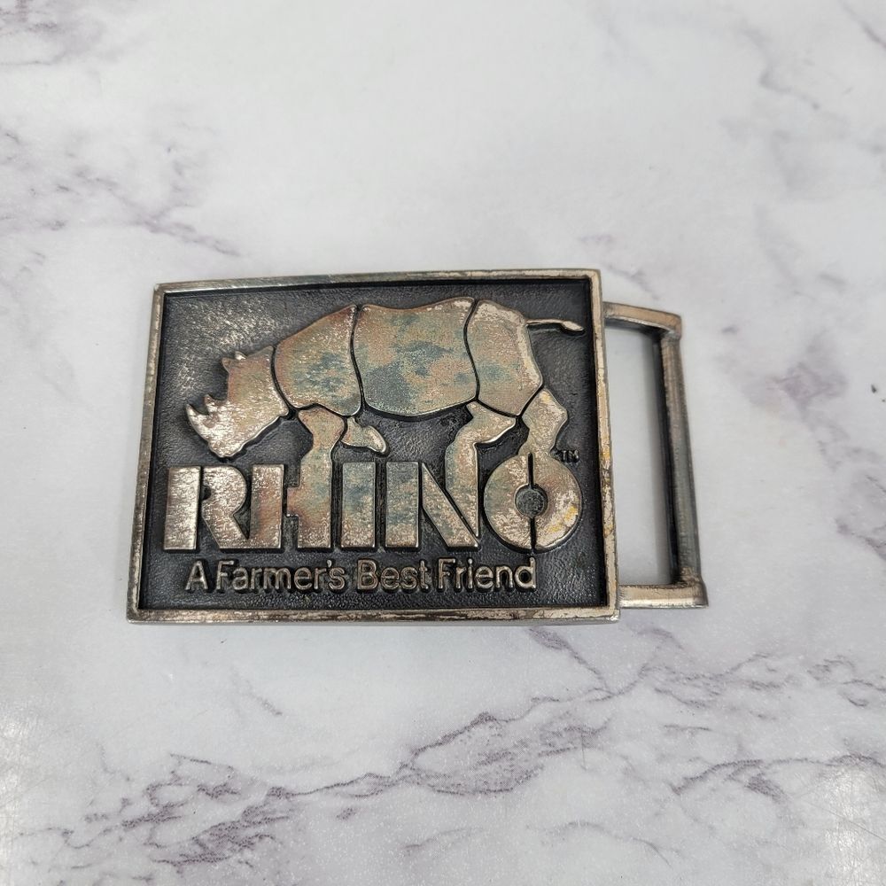 Rhino Belt Buckle Silver Toned